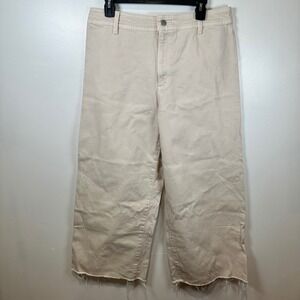 Universal‎ Thread Wide Leg Ankle Crop Raw Hem Pants Beige Size 12